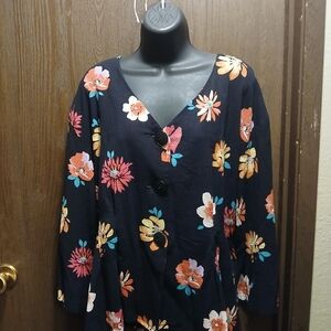 Floral V-Neck Women's Blouse